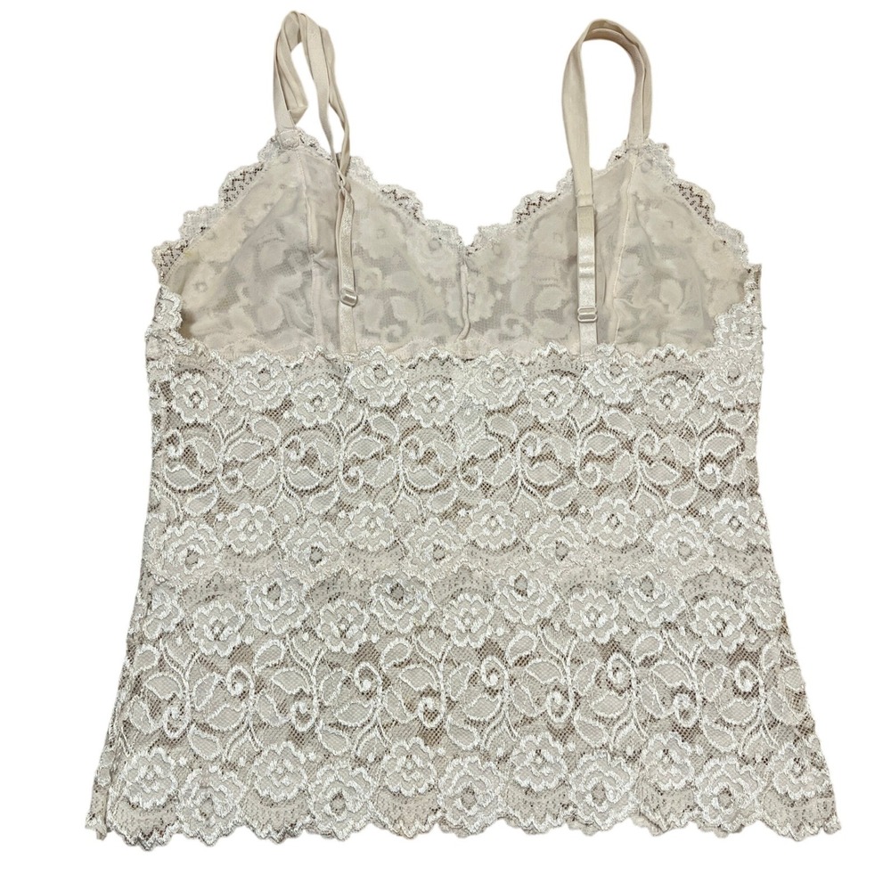 Cabernet Floral Lace Camisole Top Beige Champagne Size L Coquette Fairycore - Picture 3 of 7